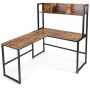 Costway Black Industrial L-Shaped 55-in. Corner Computer Desk Gaming Table Desk with Hutch Bookshelf - Image 1
