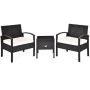 Costway 3-pc Wicker Outdoor Sectional Set with Cream Cushion - Image 1
