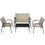 Costway Patio Brown 4-pc Plastic Wicker Patio Conversation Set - Image 1