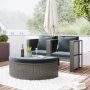 2-Piece All-Weather PE Wicker Outdoor Patio Conversation Set,Rattan Sofa set w/ cushions,Side Table for Umbrella(gray) - Image 1