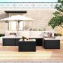 6-Piece Outdoor Patio Furniture Sets Wicker Conversation Set Rattan Sectional Sofa Set w/Table, Beige Chairs & Cushion - Image 1