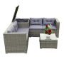 4-Piece Rattan Patio Conversation Set Outdoor Wicker Sectional Sofa Set with Table, Storage Box for Garden, Gray Cushion - Image 1