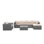 Gray 7-Piece Rattan Wicker Patio Conversation Set, Sectional Sofa Set, Outdoor Sofa Set with Table, Light Brown Cushion - Image 1