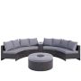 6-Piece Wicker Patio Outdoor Half-Moon Sectional Sofa Set with Storage Table, Umbrella Hole & Round Table, Gray Cushion - Image 1