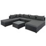 Black 8-Piece Outdoor Furniture Set, Garden Patio Conversation Wicker Sofa Set, Multi-Combination Sofa Set, Gray Cushion - Image 1