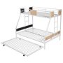 URTR White Twin Over Full Bunk Bed with Sturdy Metal Frame, Bed Frame with Twin Size Trundle, 2-Side Ladders and Safety Rails - Image 1