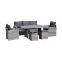 6-Piece Outdoor PE Wicker Patio Conversation Set with Table, Arm Chairs and Ottoman for Garden Yard, Gray Cushion - Image 1