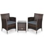 CASAINC 3-Piece Wicker Patio Conversation Set with Gray Cushions - Image 1