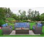 5-Piece Wicker Patio Sectional Sofa Set with Blue Cushions - Image 1