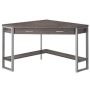 HomeRoots 42 in. Corner Dark Taupe/Silver 1 Drawer Computer Desk with Built-In Storage - Image 1