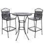Sunnydaze Decor Black 3-pc Scrolling Wrought Iron Outdoor Bar Chair and Table Set - Image 1