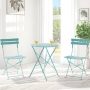 JOYESERY Mint Green 3-Piece All-Steel Frame Weather-Resistant Patio Bistro Set, No Assemble Folding set - Image 1