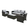 5-Piece Wicker Patio Conversation Set with Gray Cushion - Image 1