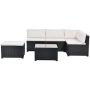 6-Piece Wicker Outdoor Furniture Patio Conversation Set with Beige Cushions - Image 1