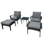 5-Piece Wicker Patio Conversation Set with Gray Cushions Garden - Image 1