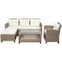 4-Piece Beige Wicker Outdoor Conversation Set with Beige Cushions - Image 1