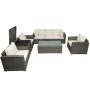 7-Piece Gray Wicker Outdoor Conversation Set Sofa with Beige Cushions - Image 1
