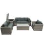 7-Piece Gray Wicker Outdoor Conversation Set sofa with Gray Cushions - Image 1