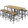 Natalie 10-Piece Acacia Wood Outdoor Dining Set with Wicker Frame, Foldable Tabletop, 8 Stools and 2-Foldable Tabletop - Image 1