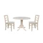 International Concepts Brynwood 3-pc 42 in. Unfinished Round Drop-Leaf Wood Dining Set with Madrid Chairs - Image 1