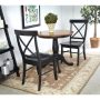 International Concepts Hampton 3-Piece 30 inch Black/Cherry Round Solid Wood Dining (Set) w/ X-Back Chairs - Image 1
