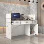 47.2 in. L Rectangle Marble Wood Computer Gaming Desk Reception Desk Executive Writing Workstation with Drawers, Cabinet - Image 1