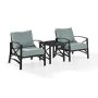 Crosley Kaplan 3-pc Metal Outdoor Seating Set with Mist Cushions - 2 Chairs, Side Table - Image 1