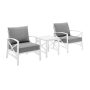 Crosley Kaplan White 3 pc Metal Patio Conversation Set w/ Grey Cushions - Image 1