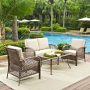 Crosley Tribeca 4-pc Wicker Outdoor Patio Seating Set w/ Sand Cushions - Image 1