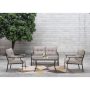 LAUREL CANYON 4-Piece Steel Outdoor Patio Conversation Seating Set w/ Light Grey Cushions - Image 1