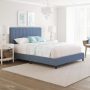 RestRite Lily Blue Linen Queen Upholstered Platform Bed Frame - Image 1