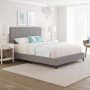 RestRite Lily Grey Linen Queen Upholstered Platform Bed Frame - Image 1