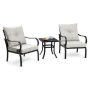 3-Piece Metal Outdoor Bistro Set with Gray Cushion - Image 1