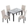 LUCKY ONE Marble Table 5-Piece Rectangle White Wood Top High Luxury Bar Table Set Dining Room Set Seats 4 - Image 1