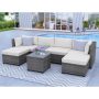 Nestfair 7-Piece Wicker Outdoor Sectional Set w/ Beige Cushions - Image 1