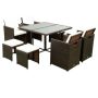 Nestfair Brown 9-pc Wicker Outdoor Dining Set with Beige Cushions - Image 1