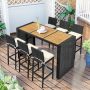 Nestfair Black 7-Piece Wicker Outdoor Dining Set w/ Beige Cushion - Image 1