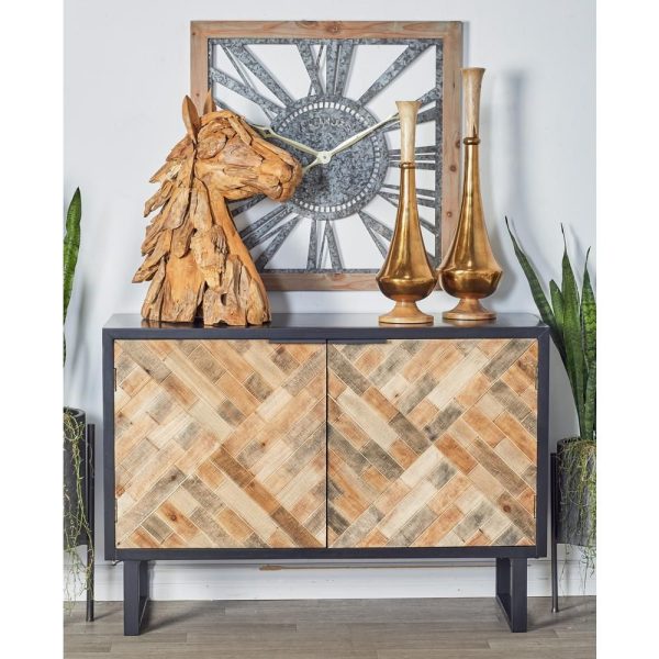 Litton-Lane-Black-Weave-Style-2-Door-Cabinet