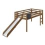 Loft Bed with Slide, Bed with Slide, Kids Bed with Slide, Toddler Bed with Slide, Kids Loft Bed with Slide, Latte - Image 1