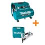 Makita 3 Gal. Quiet Series 1.5 HP, Oil-Free, Electric Air Compressor w/ Bonus 15-Gauge, 2.5-in Angled Finish Nailer - Image 1
