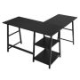 43.5 in. L-Shaped Full Black Wood Corner Computer Desk with Open Shelves - Image 1