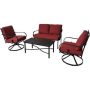 Hanover Montclair 4-Piece Metal Patio Conversation Set w/ Coffee Table in Red - Image 1