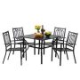 5 Pcs Outdoor Patio Furniture, Outdoor Square Table, and 4 Stackable Wrought Iron Metal Chairs, with 1.57" Umbrella Hole - Image 1