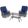 Cambridge Merritt 3-Piece Metal Outdoor Conversation Chat Set w/ Navy Blue Cushions - Image 1