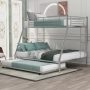 Harper & Bright Designs Silver Twin Over Full Metal Bunk Bed w/ Twin Size Trundle - Image 1