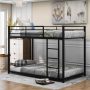 Harper & Bright Designs Black Twin Over Twin Metal Low Bunk Bed w/ Ladder - Image 1
