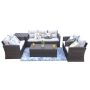 moda furnishings Cara 6-Piece Wicker Patio Conversation Set w/ Gray Cushions - Image 1