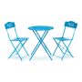 Alpine Corporation 3-pc Floral Outdoor Blue Bistro Set - Table and Two Chairs - Image 1