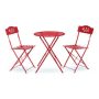 Alpine Corporation Red 3-pc Iron Indoor/Outdoor Bistro Set Folding Table and Chairs Patio Seating - Image 1