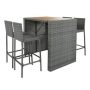 Patio Gray 5-Piece Wicker Rectangle Bar Height Outdoor Serving Bar Set with Gray Cushions and Acacia Wood Top Table - Image 1